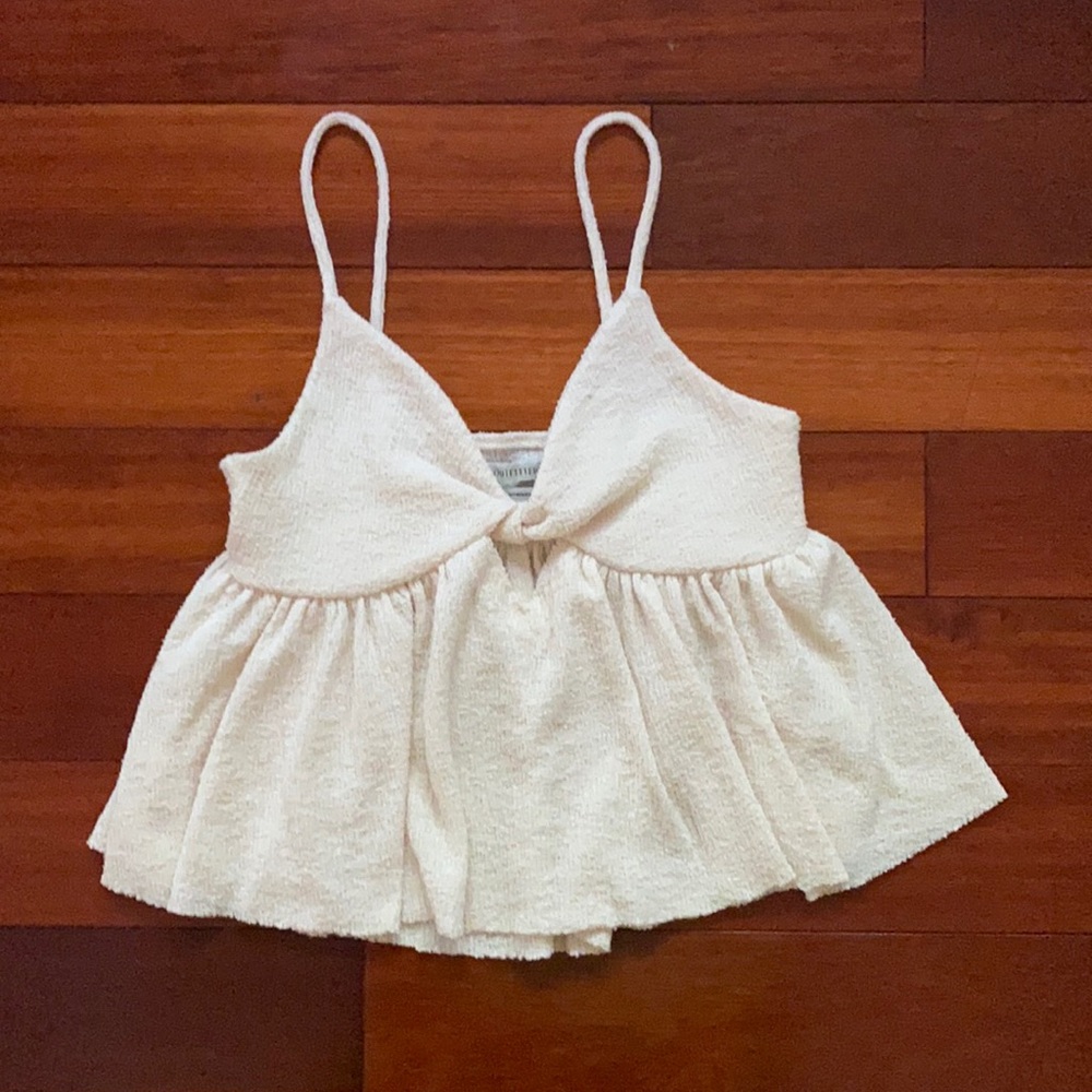 Urban Outfitters Cream Babydoll Keyhole Crop Top